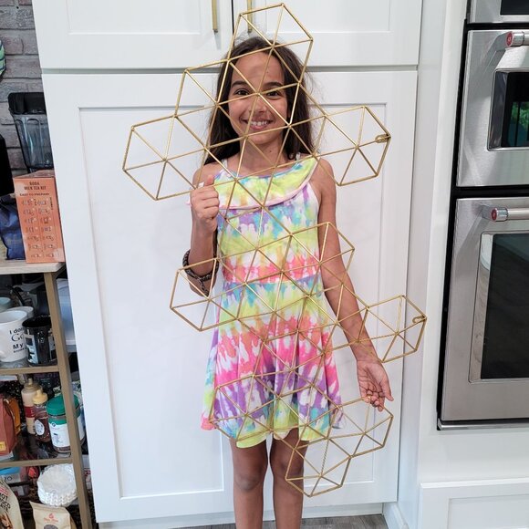 Glam metal abstract gold wall decor. very large light wight art piece honeycomb - Picture 7 of 12